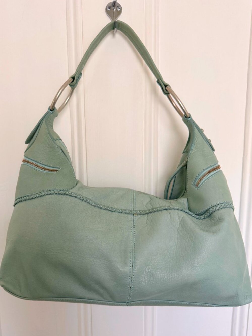 SIGRID OLSEN Aqua Sea Green Blue buttery Leather Hobo Purse NEW WITHOUT TAGS - Picture 5 of 11